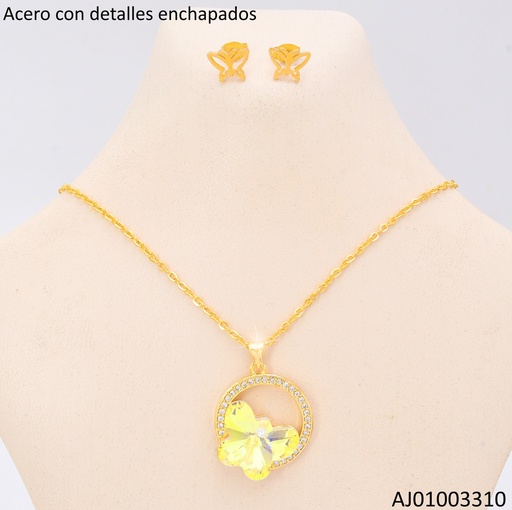 [AA06003310] ARETES PLAT DOBLE CORAZON/ESTRELLAS  CENTRO EA966-45