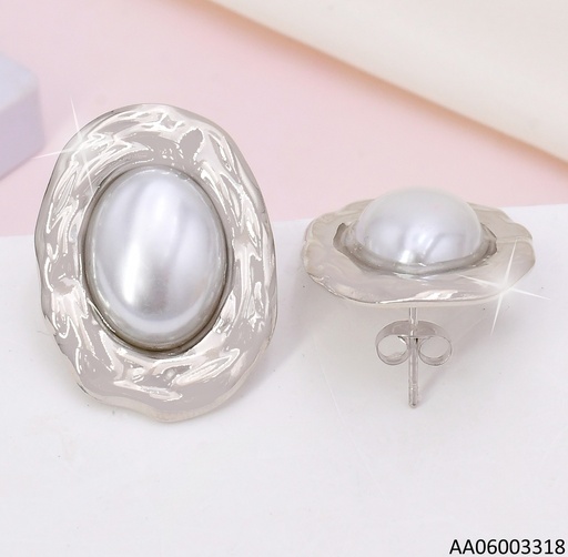 [AA06003318] ARETES PLAT OVALO /PERLA OVALADA CENTRO EA1001-303