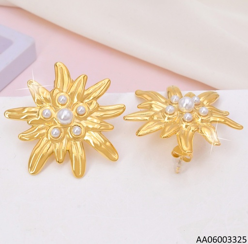 [AA06003325] ARETES FLOR DOR (6) PERLITAS CENTRO EA1108-45