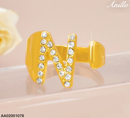 [AA02001076] ANILLO DOR ZIRC LETRA"N" RA525-305