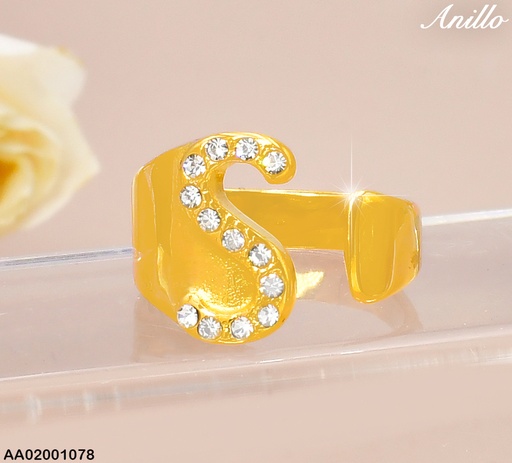 [AA02001078] ANILLO DOR ZIRC LETRA"S" RA527-305