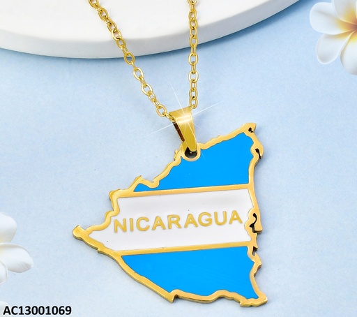 [AC13001069] CADENA DIJE MAPA NICARAGUA AZUL/BLANCO CA384-1