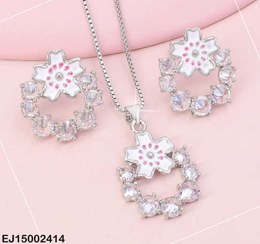 [EJ15002414] SET PLAT CIRCULO ZIRC/ FLOR PART. SUPERIOR COL SURT SE599-9