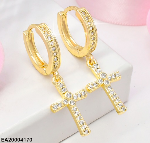 [EA20004170] ARETES HUGGIES COLGANTE CRUZ FINA ZIRC.W2931