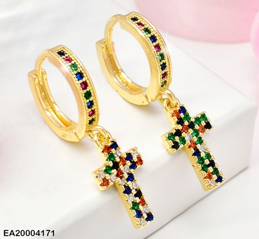 [EA20004171] ARETES HUGGIES COLGANTE CRUZ ANCHA ZIRC.COL.W2930