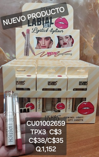 [CU01002659] KIT LABIAL MATTE USHAS 2PCS US011