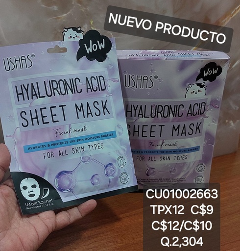 [CU01002663] MASCARILLA FACIAL HYALURONIC ACID USHAS MK042