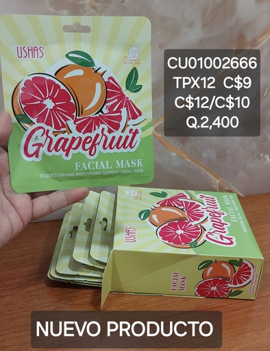 [CU01002666] MASCARILLA FACIAL USHAS GRAP FRUIT MK038