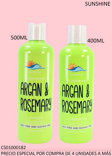 [CS01000182] SET SHAMPOO 500ML + ACONDICIONADOR 400 ML ARGAN & ROMERO SU301 SUNSHINE