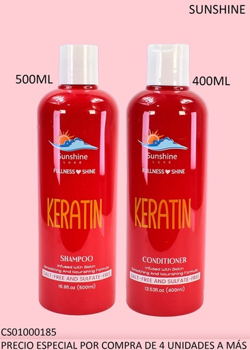 [CS01000185] SET SHAMPOO 500 ML +ACONDICIONADOR 400 ML KERATIN SU202 SUNSHINE