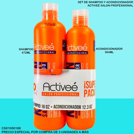 [CS01000186] KIT ACTIVEE KERATIN SHAMPOO 16OZ + ACONDICIONADOR 12.3OZ