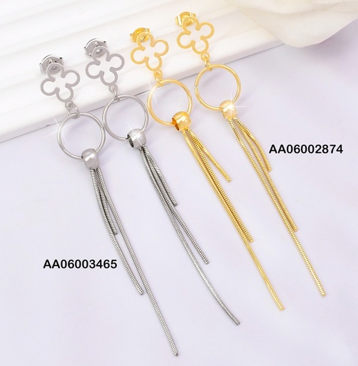 [AA06003465] ARETES PLAT.CROQUI FLOR 4PET/CIRCULO/3 LINEAS K6819-123