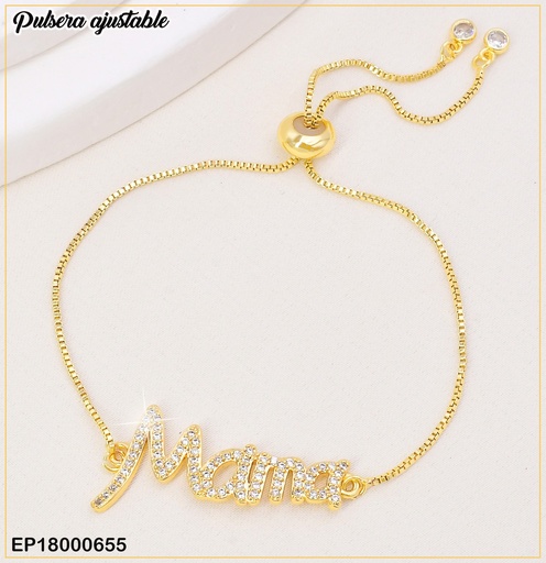 [EP18000655] PULSERA AJUST."MAMA" LETRA CURSIVA ZIRCONIAS N1408
