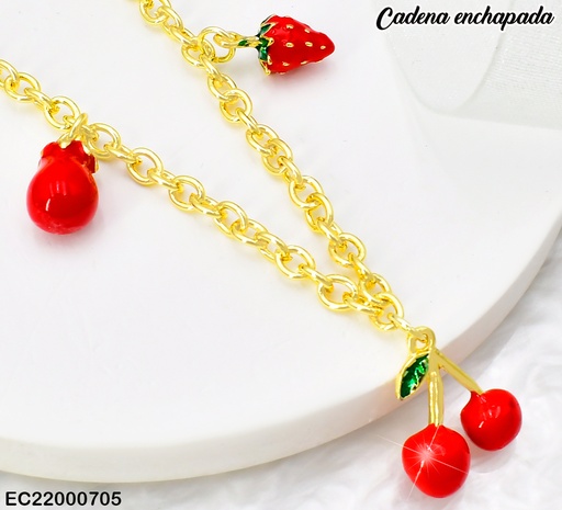 [EC22000705] CADENA DOR DIJES FRESA/CEREZAS/BERENJENA CE231-9 (CHE)