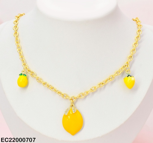 [EC22000707] CADENA DOR DIJES LIMON/MANGO/FRESA AMARILLA  CE237-9