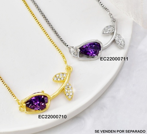 [EC22000710] CADENA DOR TULIPAN ZIRC MORADA CE206-314