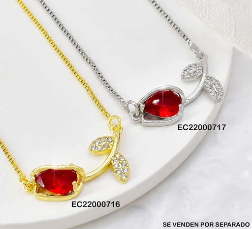 [EC22000716] CADENA DOR TULIPAN ZIRC. ROJA CE212-314