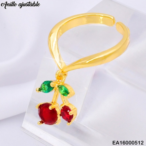 [EA16000512] ANILLO DOR CEREZAS ZIRC. COLGANTE RE177-9