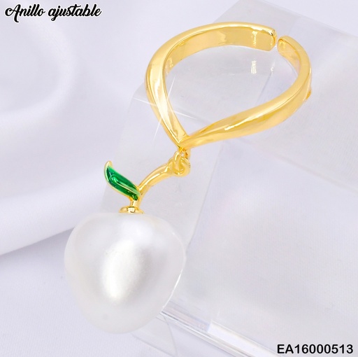 [EA16000513] ANILLO DOR MANZANA BLANCA COLGANTE RE164-9