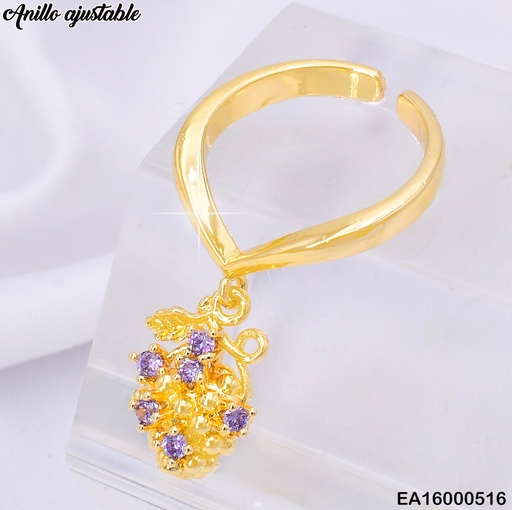 [EA16000516] ANILLO DOR UVA ZIRC COLGANTE RE159-9