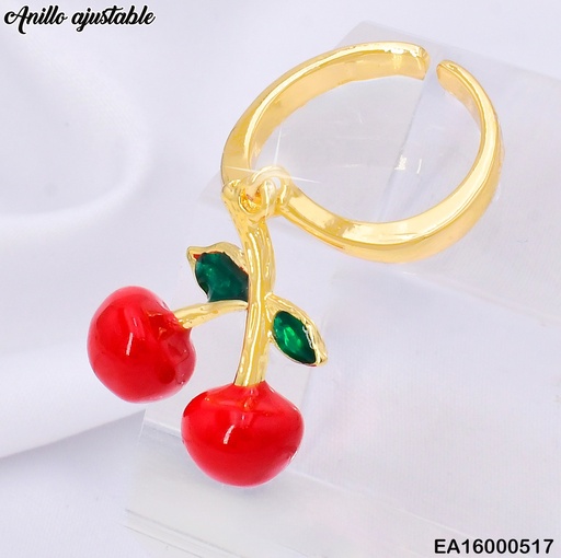 [EA16000517] ANILLO DOR CEREZAS COLGANTES RE187-9