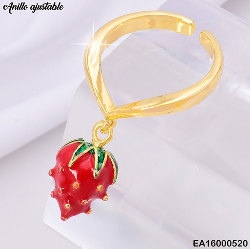 [EA16000520] ANILLO DOR FRESA COLGANTE RE189-9