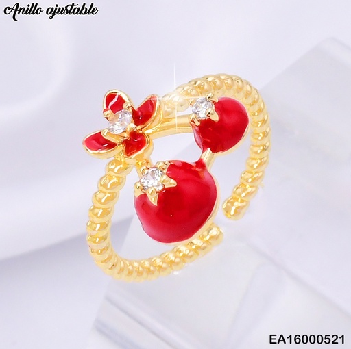 [EA16000521] ANILLO DOR TORNEADO CEREZAS/FLOR PART. SUP. RE154-9