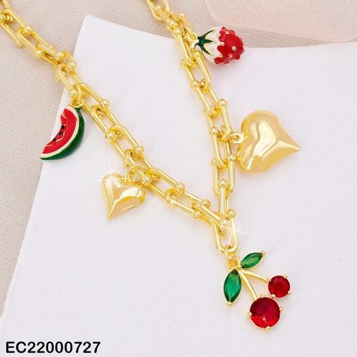 [EC22000727] CADENA DOR DIJES SANDIA/CORAZON DOR/FRESA/CEREZA CE255-9