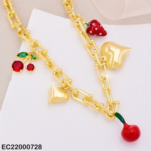 [EC22000728] CADENA DOR CEREZA/CORAZON DOR/MANZANA/FRESA CE263-9