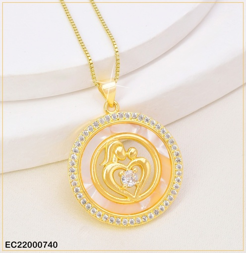 [EC22000740] CADENA FINA DIJE:RD NACAR-ZIRCONIAS MADRE-HIJO K9608