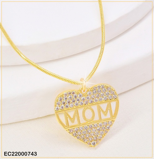 [EC22000743] CADENA FINA DIJE CORAZON "MOM" N722