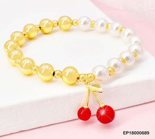 [EP18000689] PULSERA PELOTITAS-PERLAS.DIJE:CEREZAS PQ. BE402-9 (CHE)