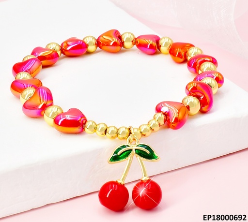 [EP18000692] PULSERA CORAZONES FUCSIA/CEREZAS PQ. BE417-9 (CHE)