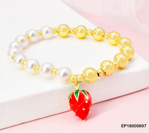 [EP18000697] PULSERA PELOTAS-PERLA.DIJE:FRESA BE419-9 (CHE)