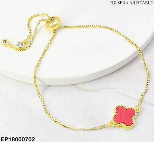 [EP18000702] PULSERA FINA AJUST.FLOR ROJA VAN CLEEF N1574-859