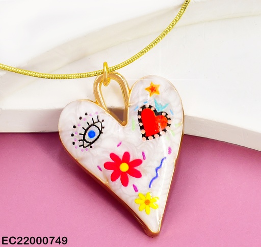 [EC22000749] CADENA C/DIJE:CORAZON BOHO CHIC BLANCO/⭐ CE183-5