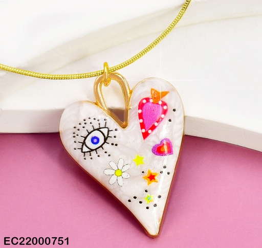 [EC22000751] CADENA C/DIJE:CORAZON BOHO CHIC BLANCO/🥕 CE185-5