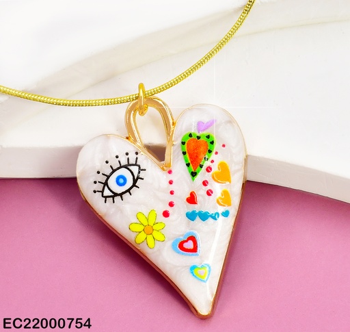 [EC22000754] CADENA C/DIJE:CORAZON BOHO CHIC BLANCO/💗 CE188-5
