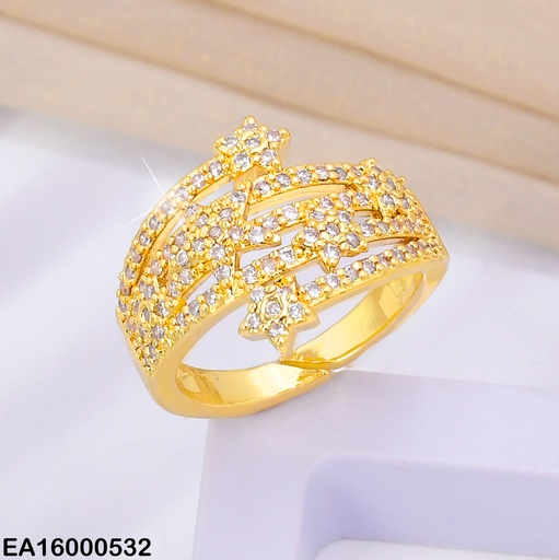 [EA16000532] ANILLO DOR LINEAS  ZIRC. ESTRELLAS RE145-313