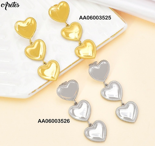 [AA06003525] ARETES 3 CORAZONES EN VERTICAL VD084476-207