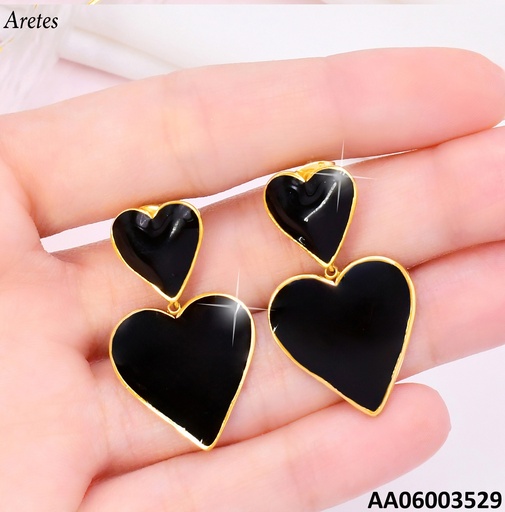 [AA06003529] ARETES 2 CORAZONES PQ/GR.NEGROS VERTICAL VD084723-207