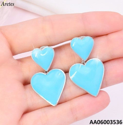 [AA06003536] ARETES PLAT. 2 CORAZONES PQ/GR.CELESTES  VD085461-207