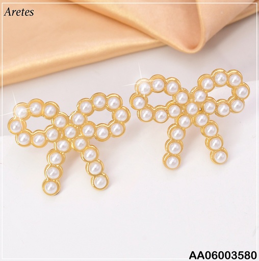 [AA06003580] ARETES DOR LAZO CUBIERTO PERLAS VD084484-207
