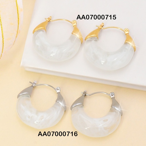 [AA07000715] ARGOLLA RESINA BLANCO C/DORADO VD084744-207