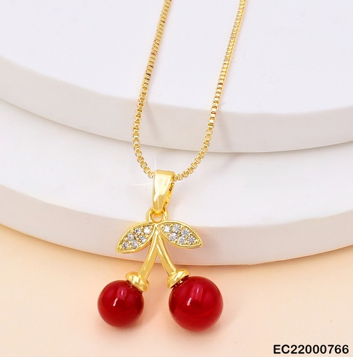 [EC22000766] CADENA DOR CEREZAS/HOJITAS ZIRC. N1577-859