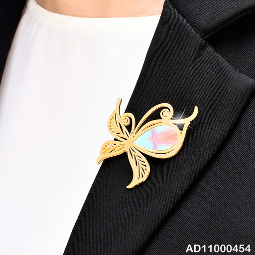 [AD11000454] BROCHE MARIPOSA ROSADO/CELESTE K6027-809