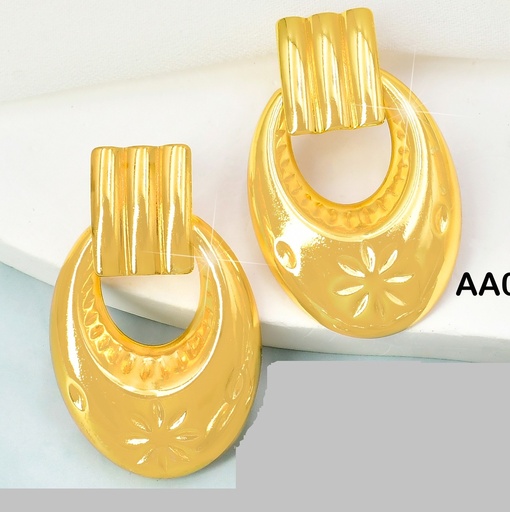 [AA06003599] ARETES PLAT CUADRO 3 LINEAS/CROQUI OVALO/FLOR/K7149-814