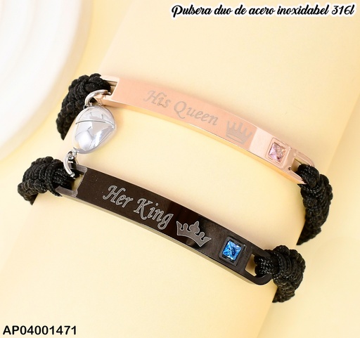 [AP04001471] DUO PULSERAS HIS QUEEN / HER KING SA604-45