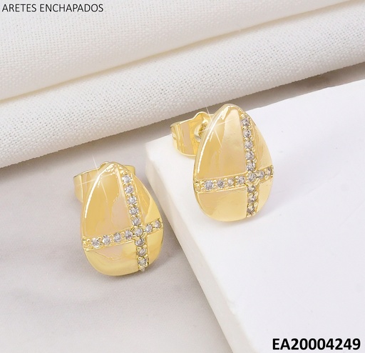 [EA20004249] ARETES GOTA PLANA C/CRUZ LATERAL ZIRC.K5901-787