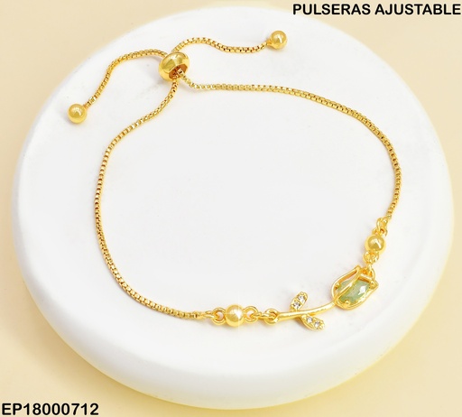 [EP18000712] PULSERA AJUSTABLE CENTRO TULIPAN VERDE BE730-332